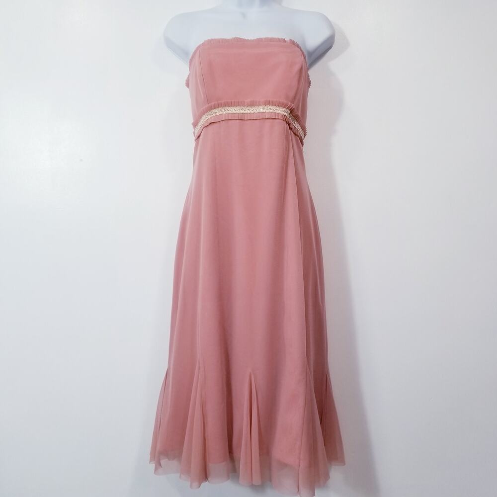 Badgley Mischka Bridesmaid Pink Strapless Dress